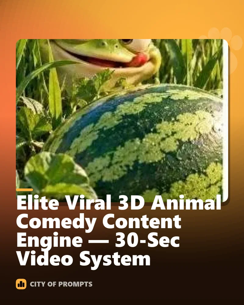 Cover image for Elite Viral 3D Animal Comedy Content Engine — 30-Sec Video System