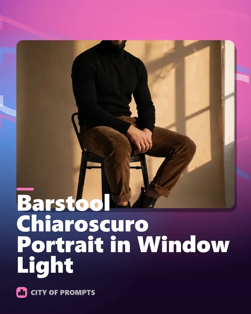Cover image for Barstool Chiaroscuro Portrait in Window Light