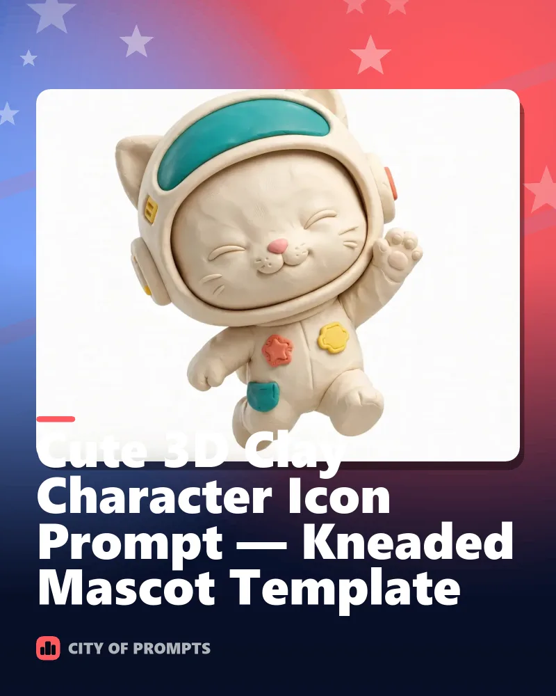Cover image for Cute 3D Clay Character Icon Prompt — Kneaded Mascot Template