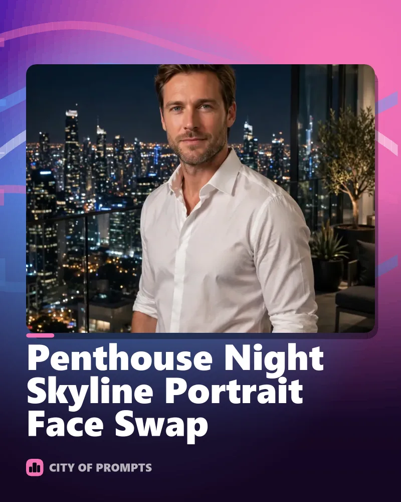 Cover image for Penthouse Night Skyline Portrait Face Swap