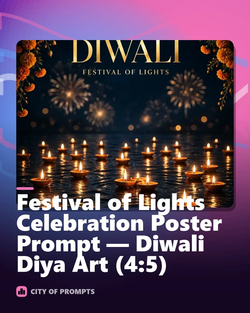 Cover image for Festival of Lights Celebration Poster Prompt — Diwali Diya Art (4:5)