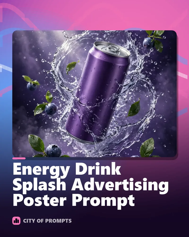 Cover image for Energy Drink Splash Advertising Poster Prompt