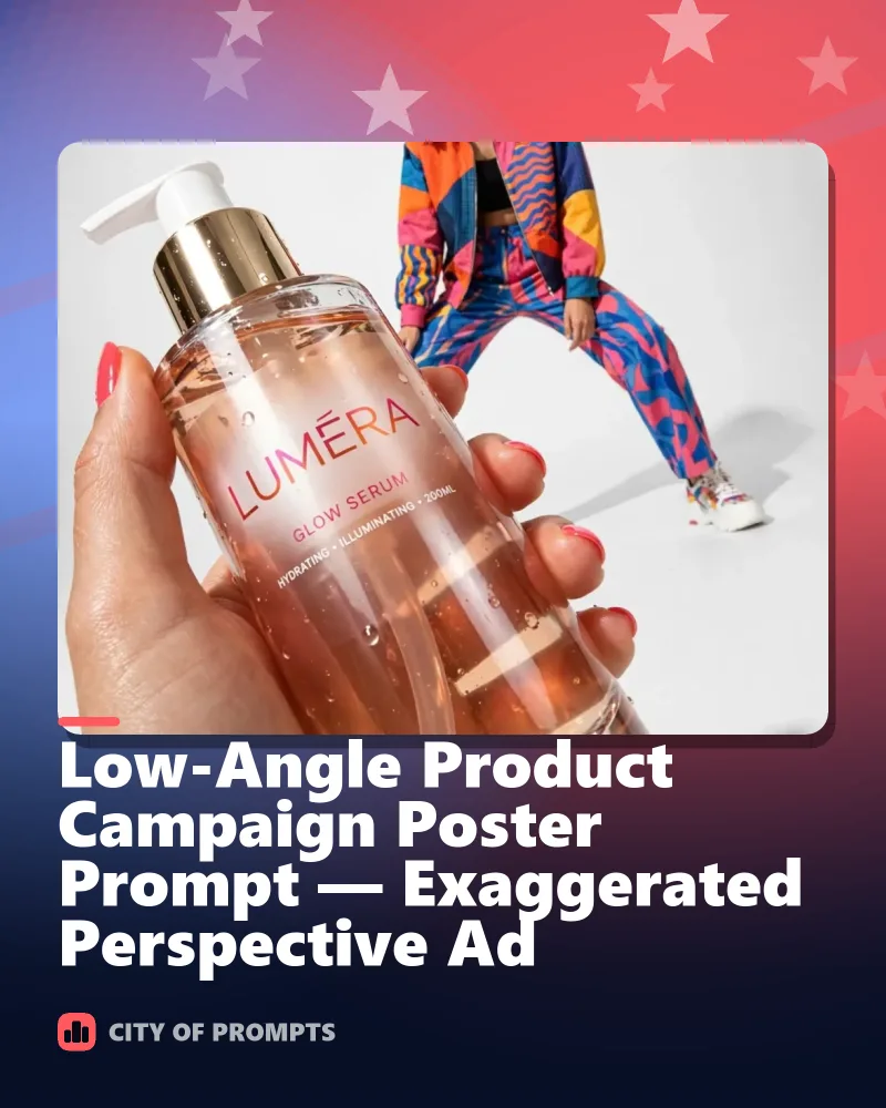 Cover image for Low-Angle Product Campaign Poster Prompt — Exaggerated Perspective Ad