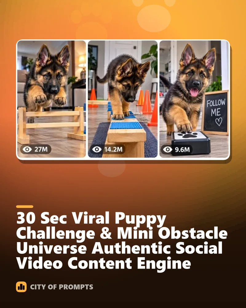 Cover image for 30 Sec Viral Puppy Challenge & Mini Obstacle Universe Authentic Social Video Content Engine