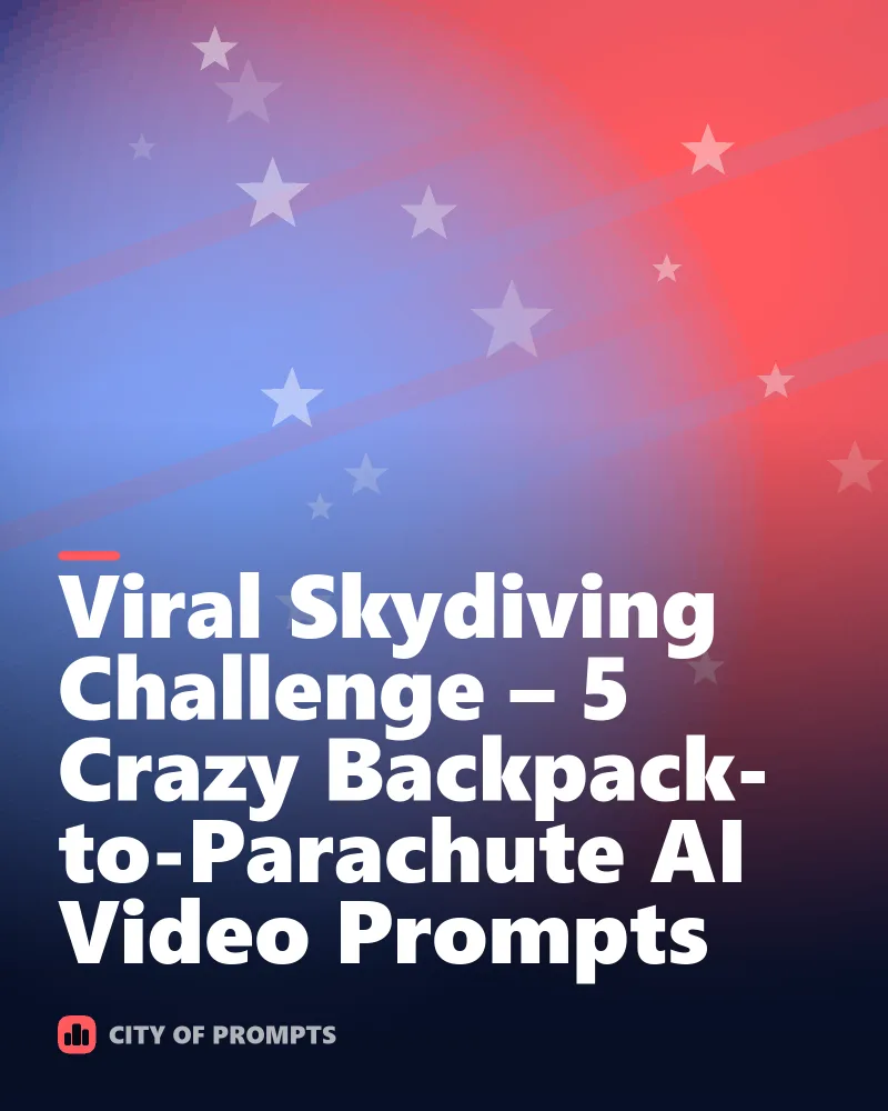 Cover image for Viral Skydiving Challenge – 5 Crazy Backpack-to-Parachute AI Video Prompts