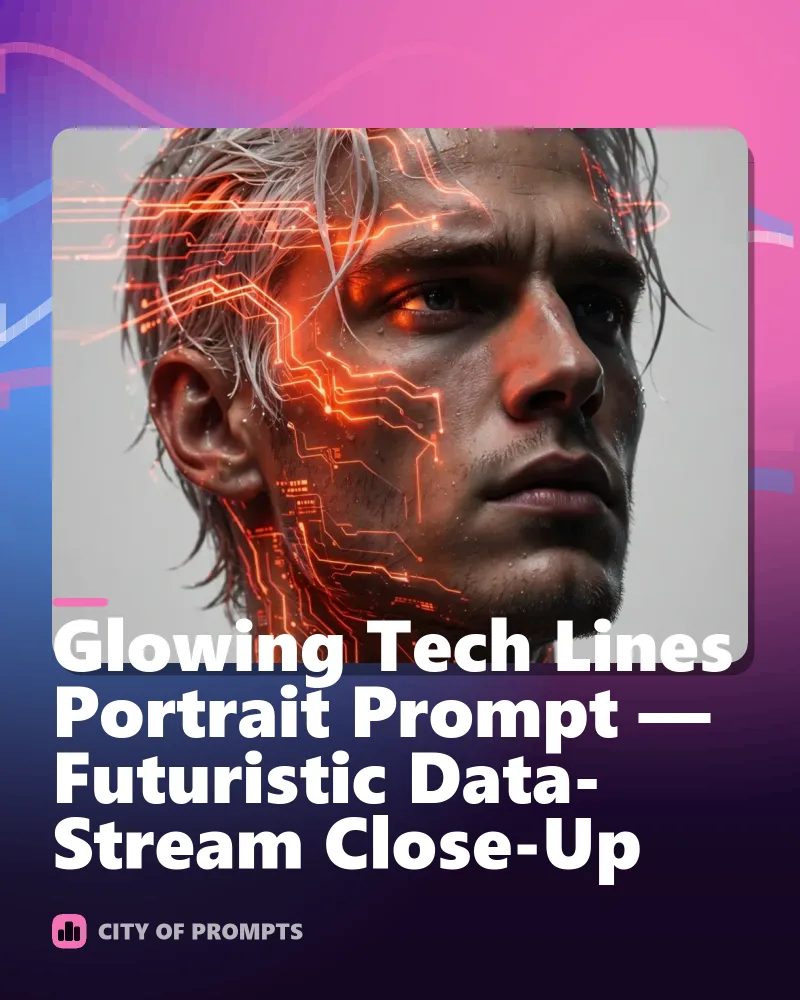Cover image for Glowing Tech Lines Portrait Prompt — Futuristic Data-Stream Close-Up