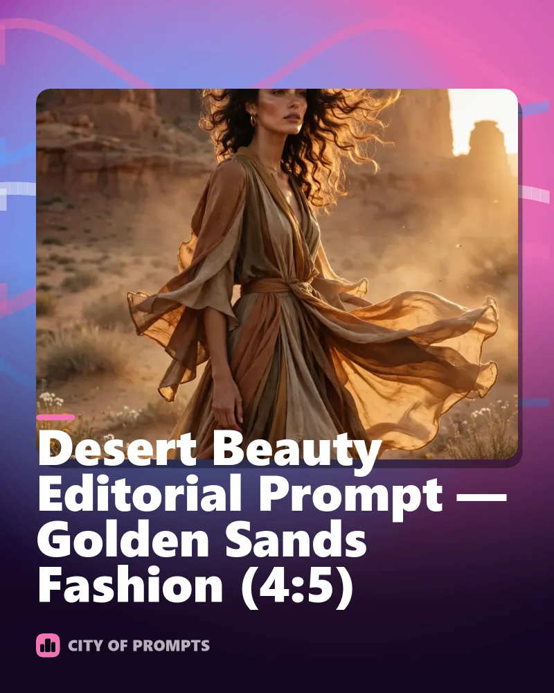 Cover image for Desert Beauty Editorial Prompt — Golden Sands Fashion (4:5)