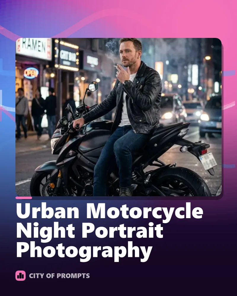 Cover image for Urban Motorcycle Night Portrait Photography