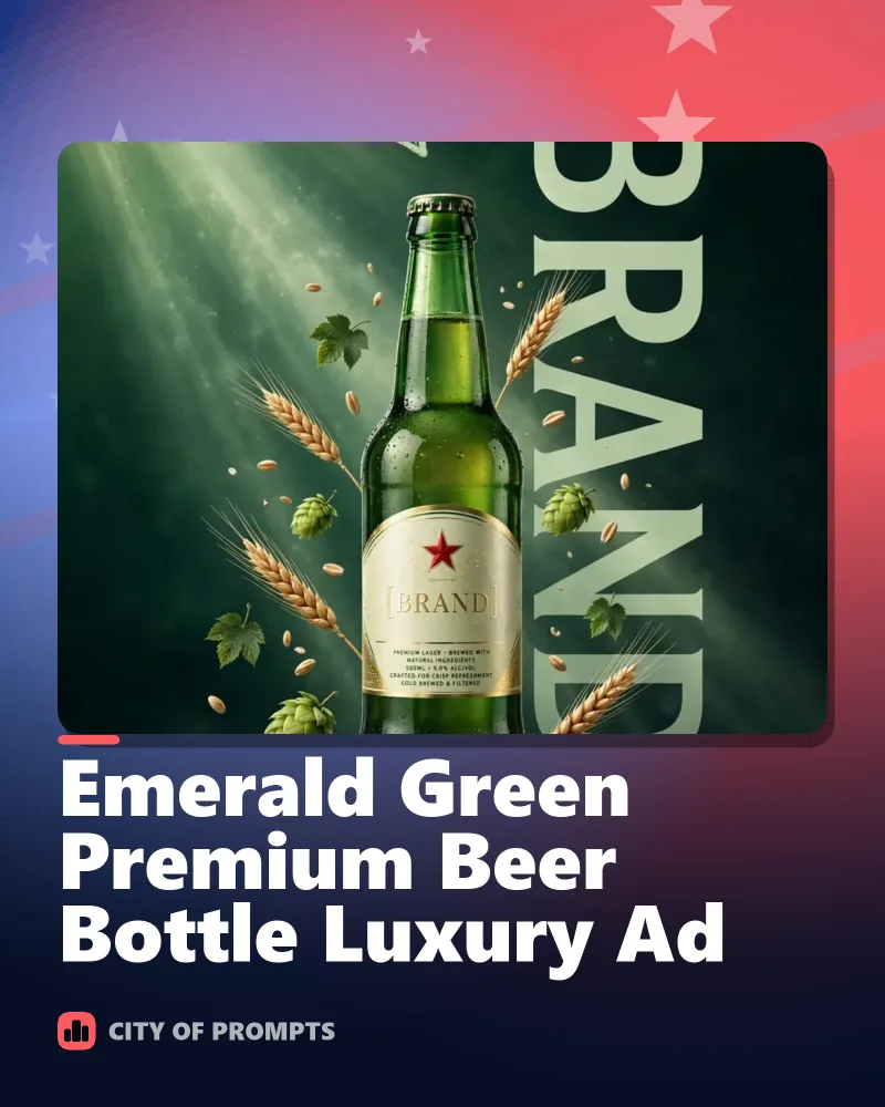 Cover image for Emerald Green Premium Beer Bottle Luxury Ad