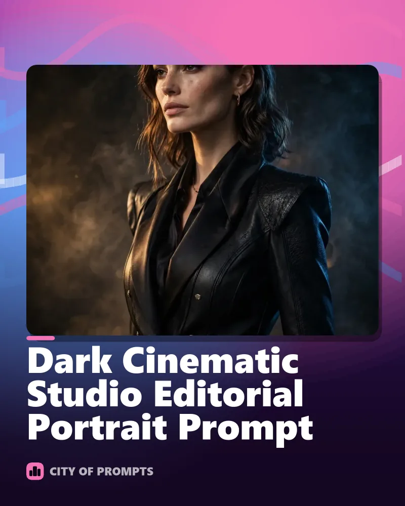 Cover image for Dark Cinematic Studio Editorial Portrait Prompt