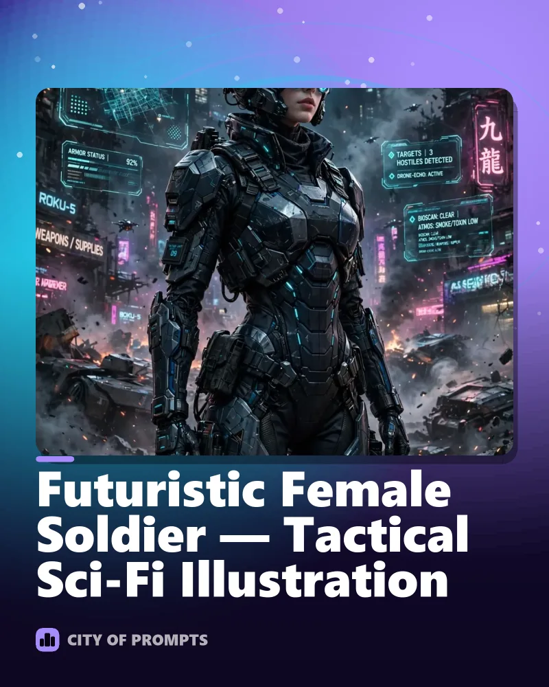 Cover image for Futuristic Female Soldier — Tactical Sci-Fi Illustration