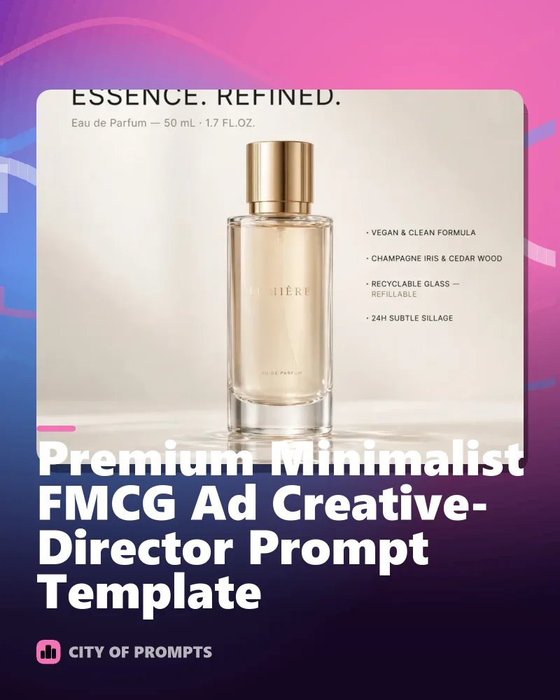 Cover image for Premium Minimalist FMCG Ad Creative-Director Prompt Template