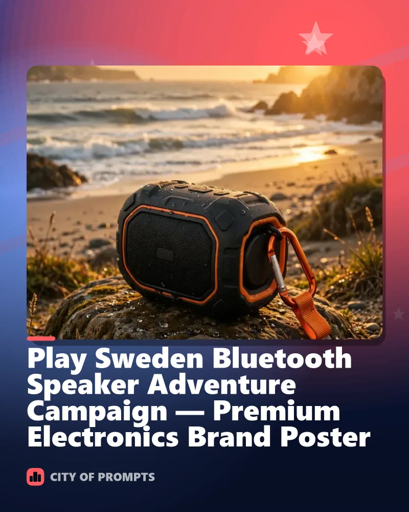 Cover image for Play Sweden Bluetooth Speaker Adventure Campaign — Premium Electronics Brand Poster