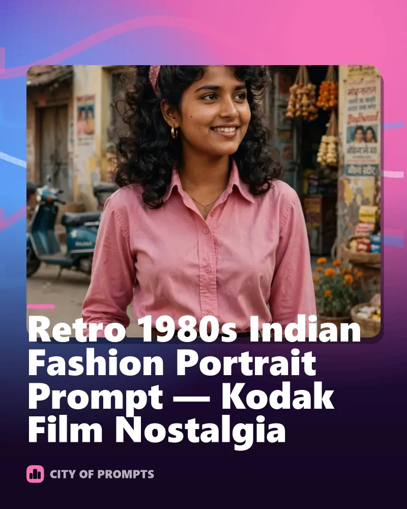 Cover image for Retro 1980s Indian Fashion Portrait Prompt — Kodak Film Nostalgia