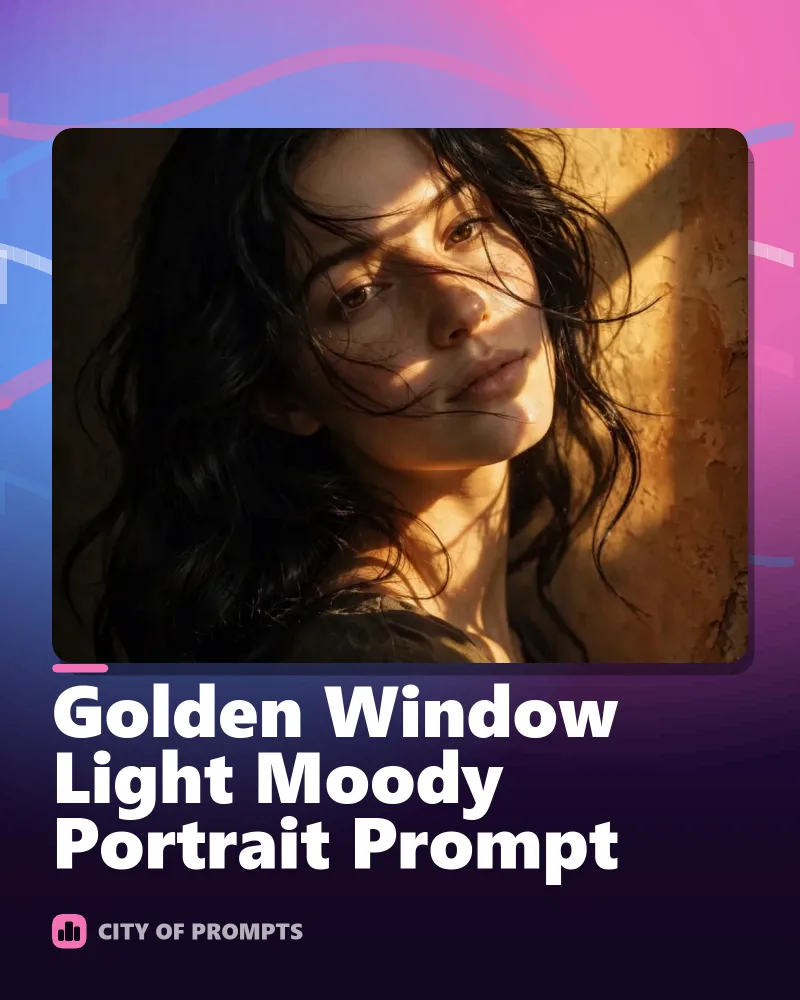 Cover image for Golden Window Light Moody Portrait Prompt