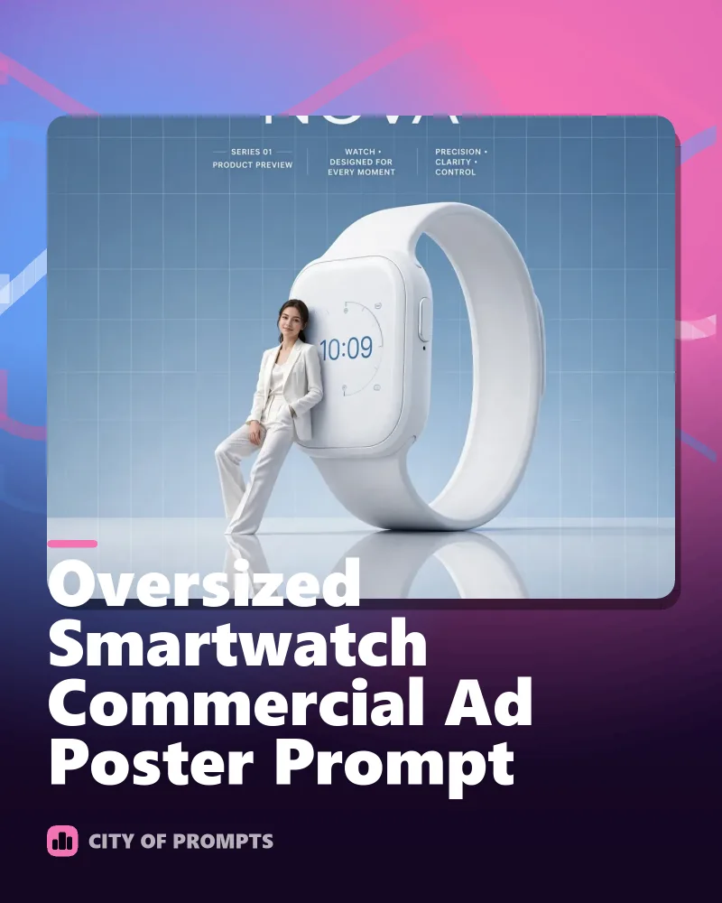 Cover image for Oversized Smartwatch Commercial Ad Poster Prompt