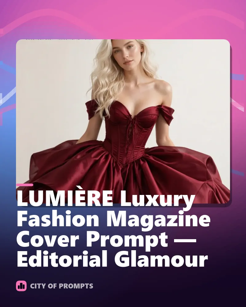 Cover image for LUMIÈRE Luxury Fashion Magazine Cover Prompt — Editorial Glamour