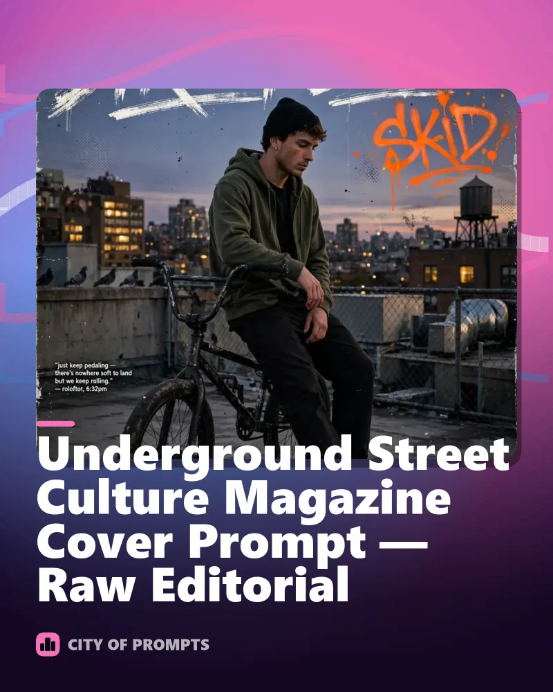 Cover image for Underground Street Culture Magazine Cover Prompt — Raw Editorial