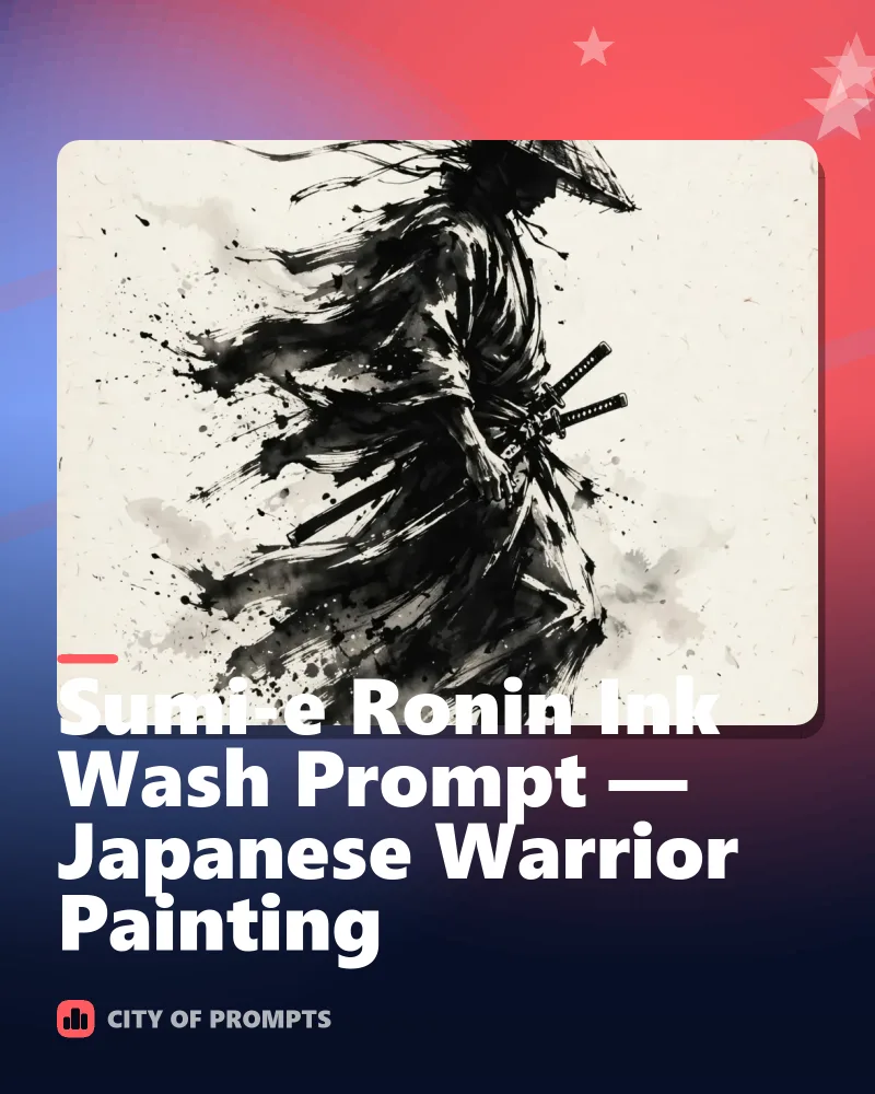 Cover image for Sumi-e Ronin Ink Wash Prompt — Japanese Warrior Painting