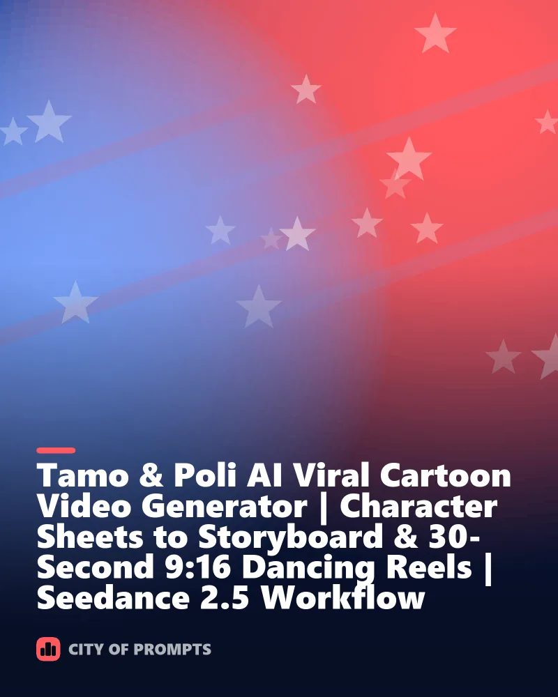 Cover image for Tamo & Poli AI Viral Cartoon Video Generator | Character Sheets to Storyboard & 30-Second 9:16 Dancing Reels | Seedance 2.5 Workflow