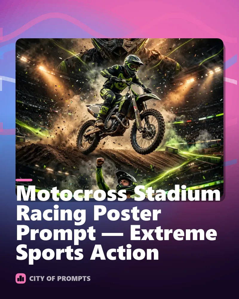 Cover image for Motocross Stadium Racing Poster Prompt — Extreme Sports Action
