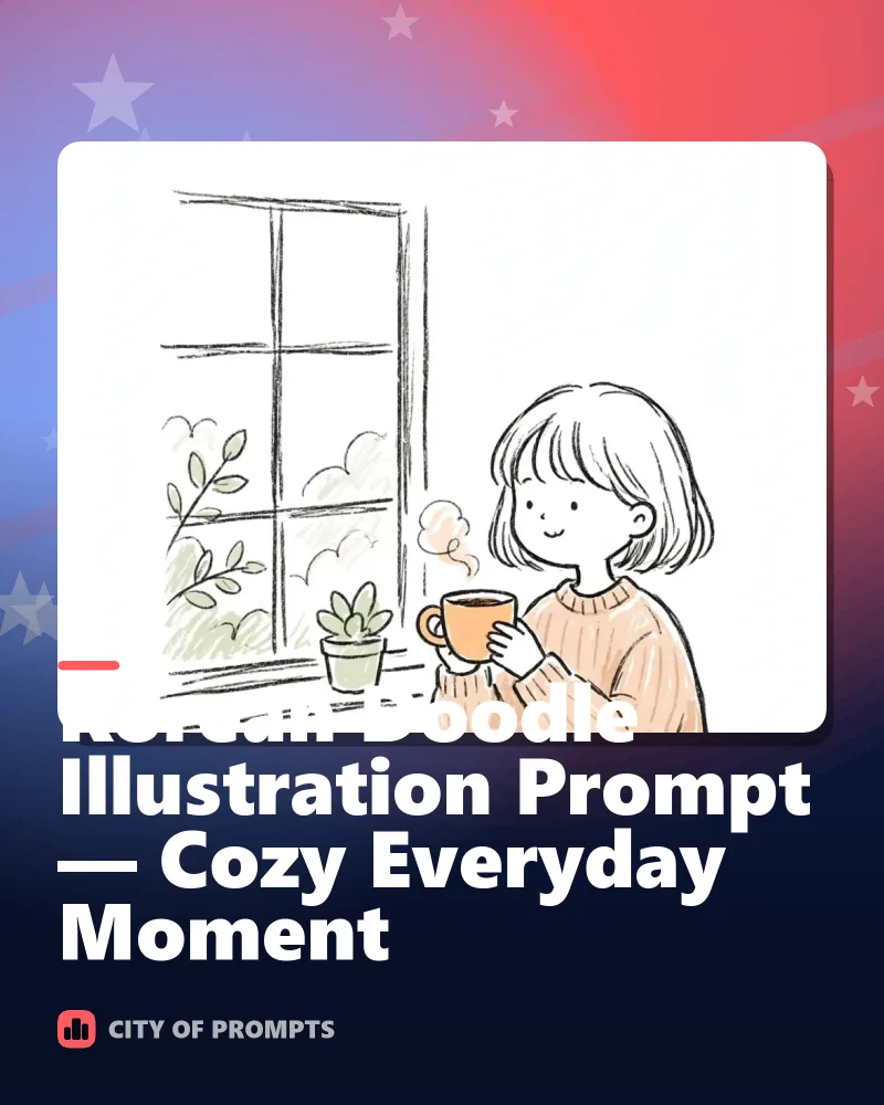Cover image for Korean Doodle Illustration Prompt — Cozy Everyday Moment