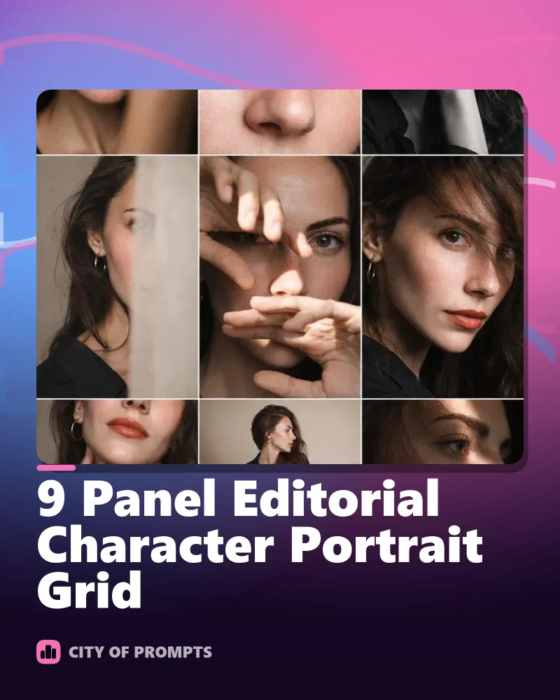 Cover image for 9 Panel Editorial Character Portrait Grid