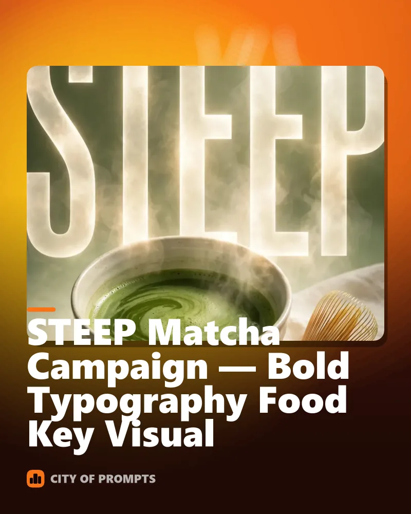 Cover image for STEEP Matcha Campaign — Bold Typography Food Key Visual