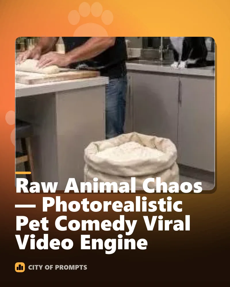 Cover image for Raw Animal Chaos — Photorealistic Pet Comedy Viral Video Engine
