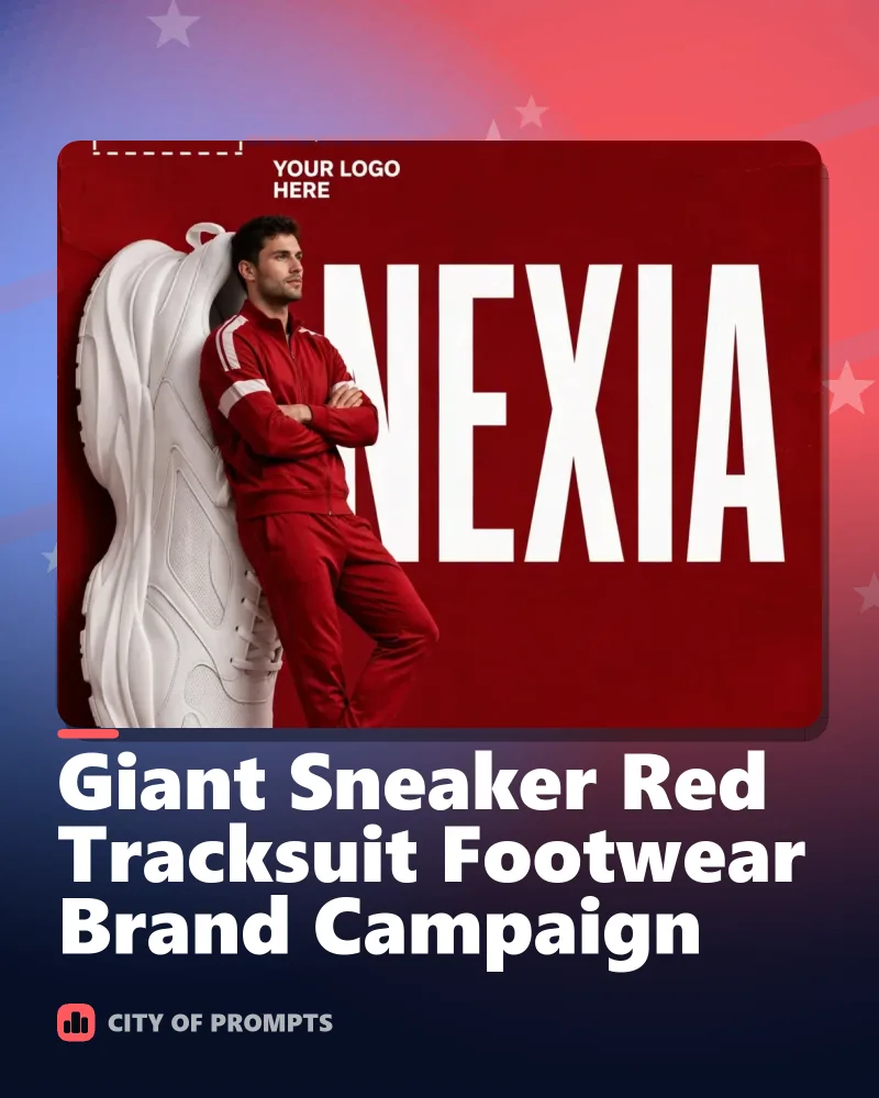 Cover image for Giant Sneaker Red Tracksuit Footwear Brand Campaign