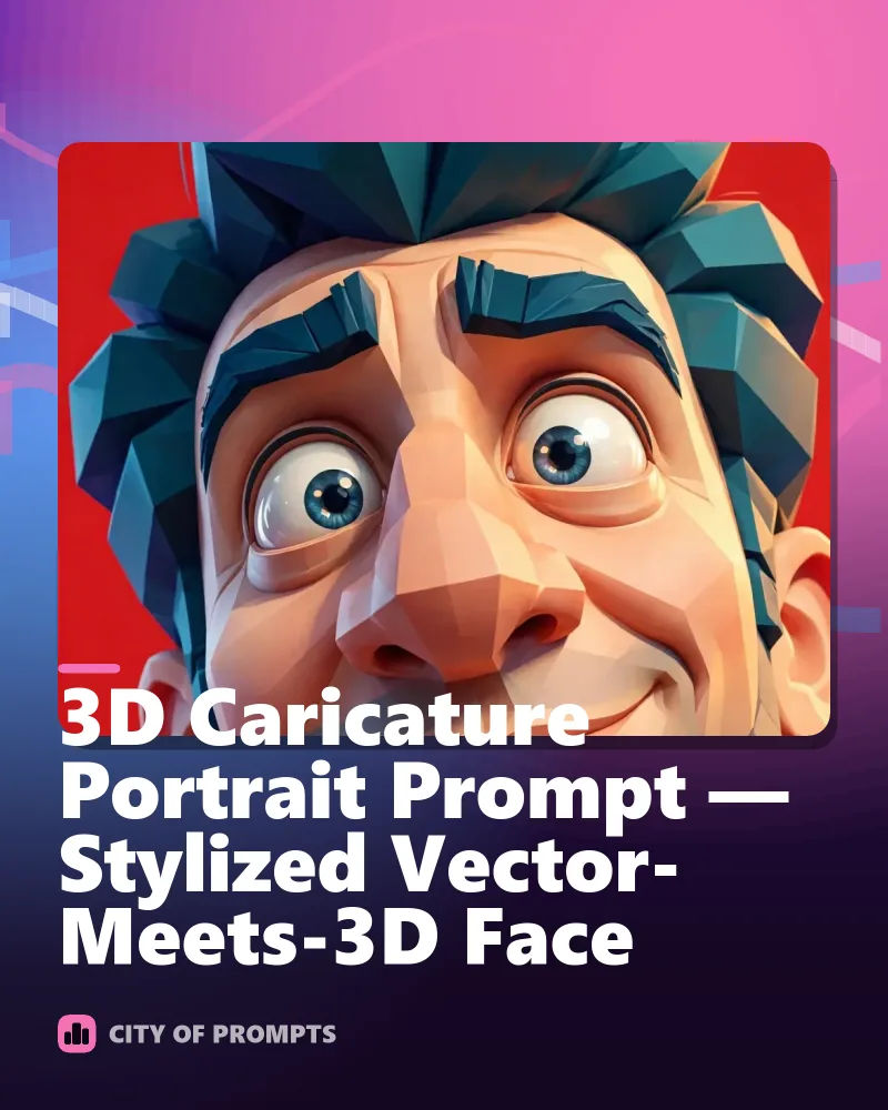 Cover image for 3D Caricature Portrait Prompt — Stylized Vector-Meets-3D Face