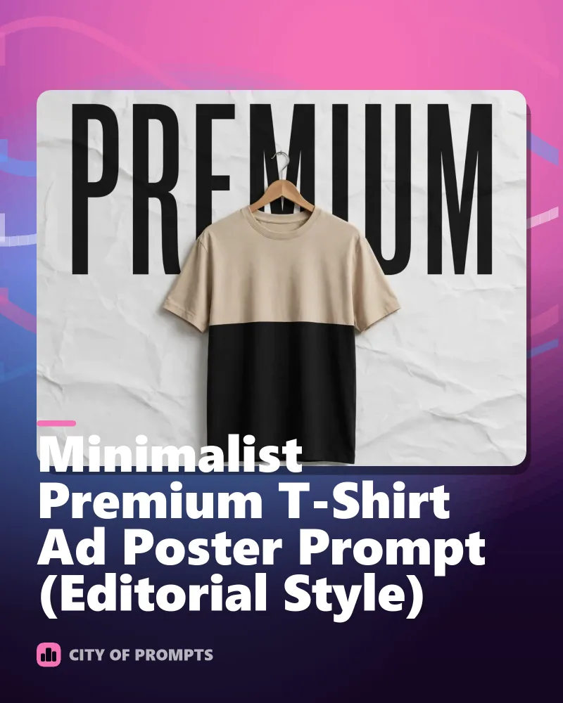 Cover image for Minimalist Premium T-Shirt Ad Poster Prompt (Editorial Style)