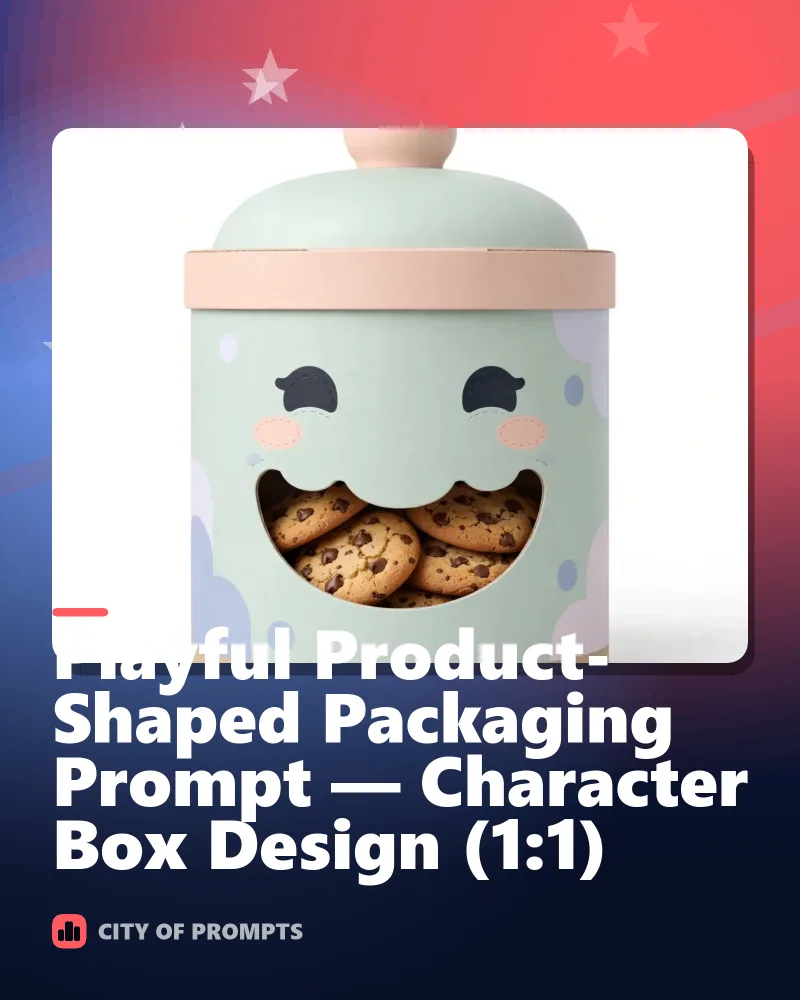 Cover image for Playful Product-Shaped Packaging Prompt — Character Box Design (1:1)