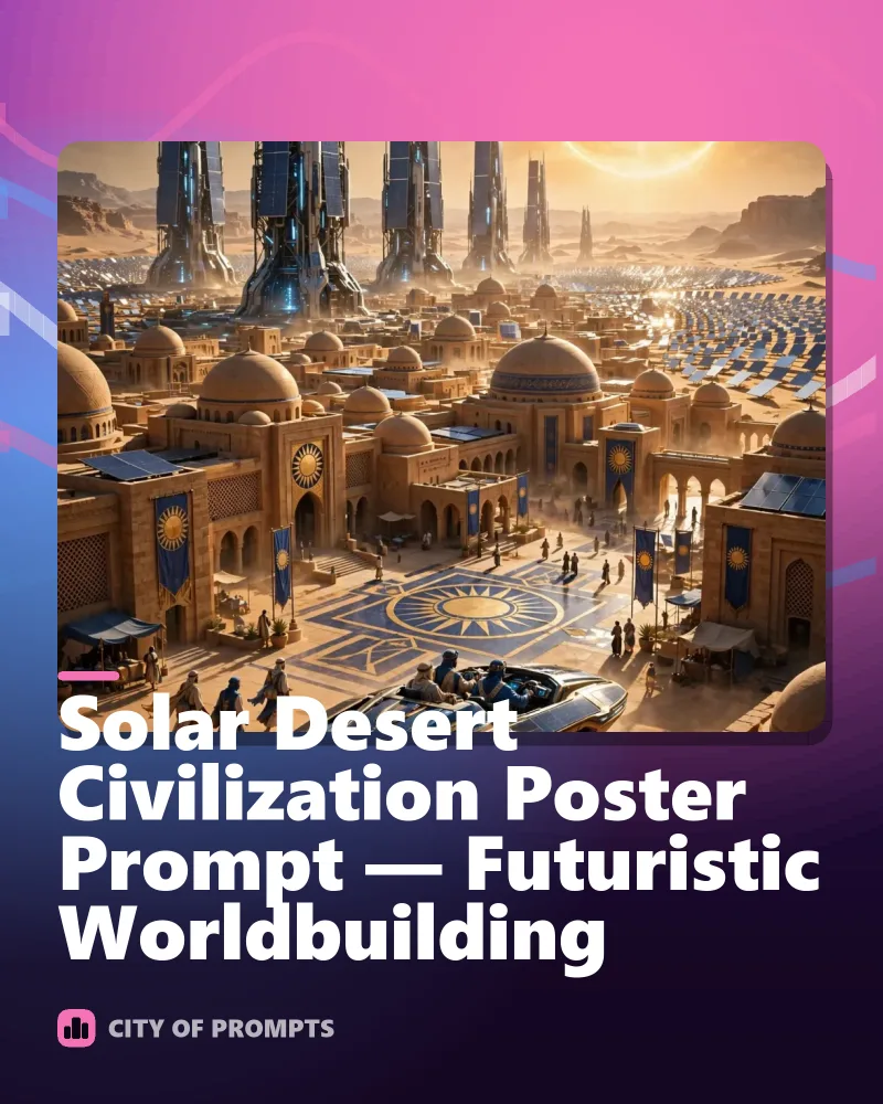 Cover image for Solar Desert Civilization Poster Prompt — Futuristic Worldbuilding