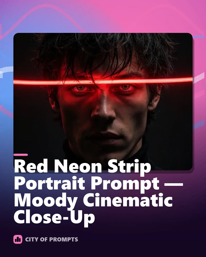 Cover image for Red Neon Strip Portrait Prompt — Moody Cinematic Close-Up