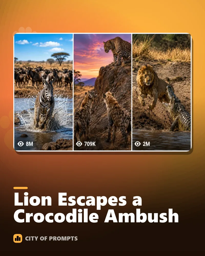 Cover image for Lion Escapes a Crocodile Ambush